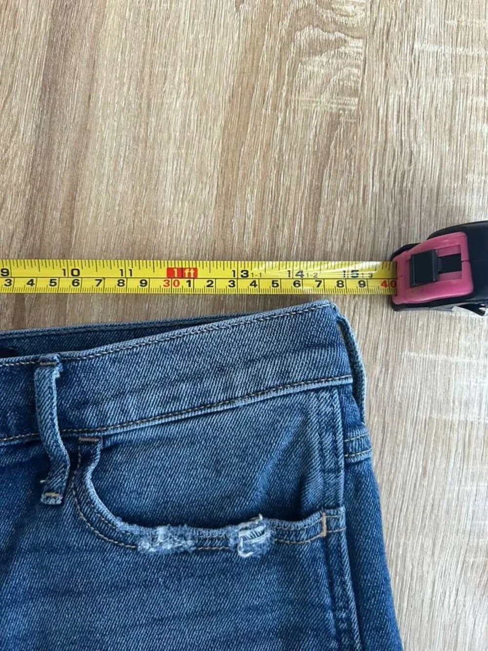 Hollister High Rise Denim Shorts W29 Blue Distressed Stretch - Picture 5 of 8